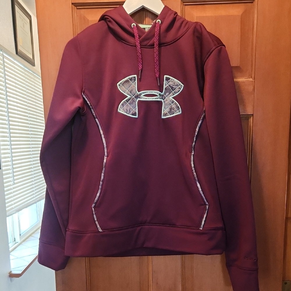 Under Armour Maroon Semi Fitted Hoodie With Camo